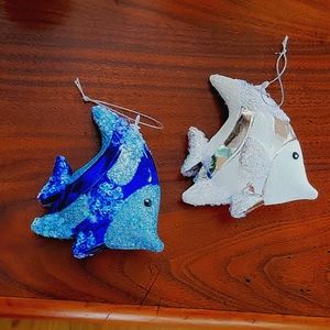 Christmas ornaments Angel Fish Blue and white